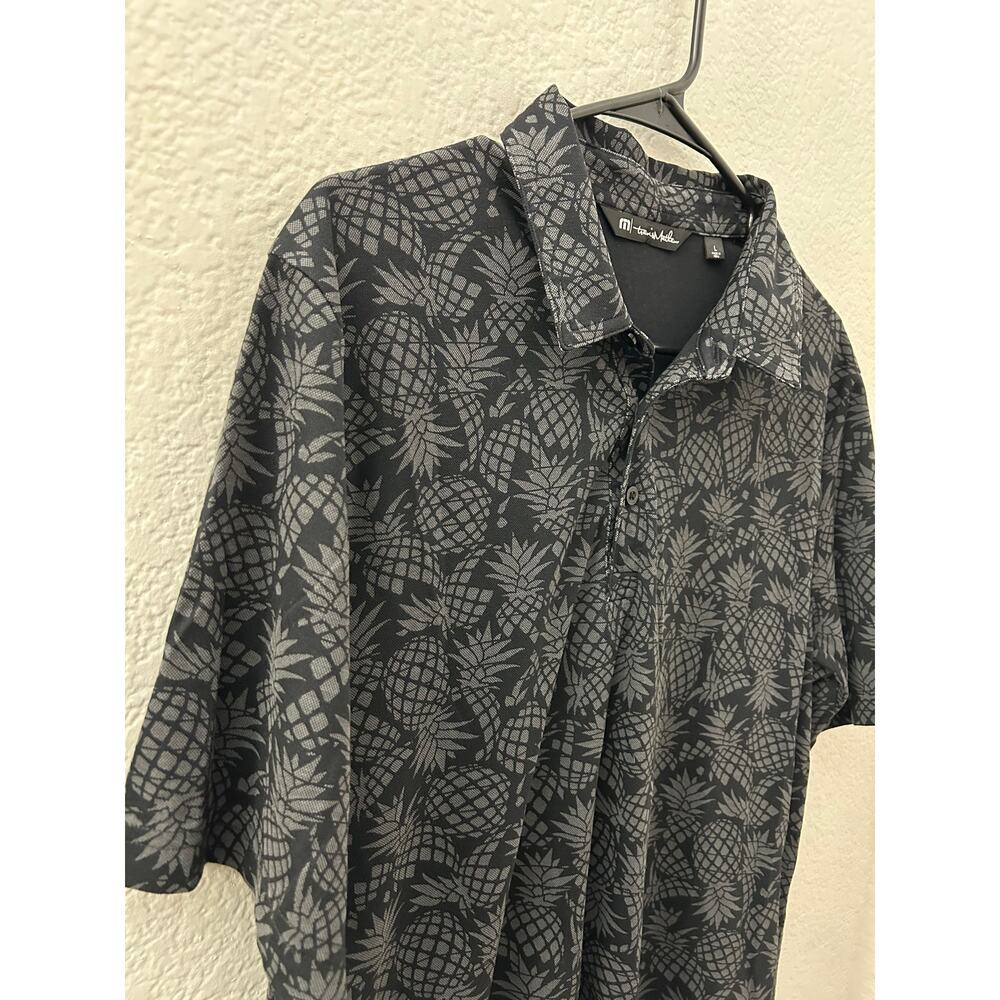 TravisMathew Off The Cape Mens Golf Polo Black Gray Pineapple Shirt Size Large - Picture 5 of 12